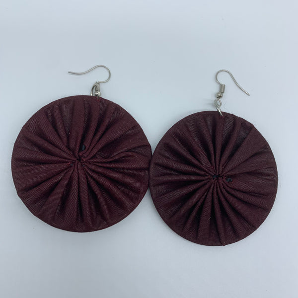 African Print Earrings-Round M Red Variation 18