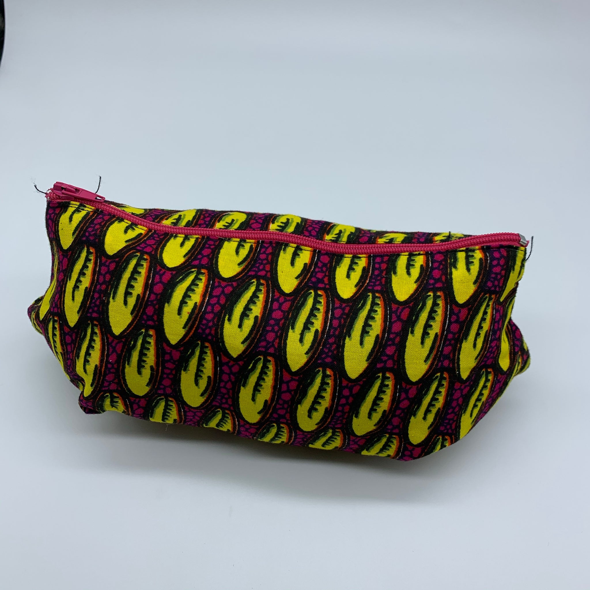 Yellow & Pink African Print Makeup bag/Pencil case - Lillon Boutique