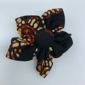 African Print Hair Clip-M Flower Style Brown Variation