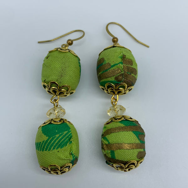 African Print Earrings-Ama Green Variation