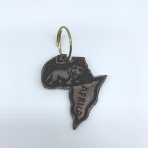 Wooden Key Chain-African Shaped with Lion