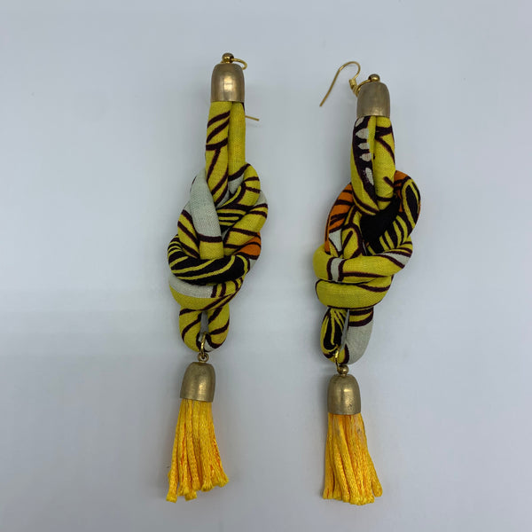 African Print Earrings-Knotted M Yellow Variation