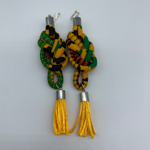 African Print Earrings-Knotted L Yellow Variation 10