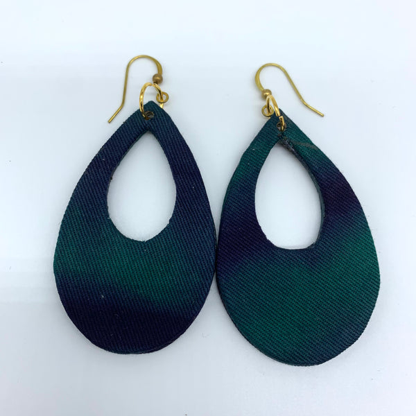 African Print Earrings-Muna Green Variation