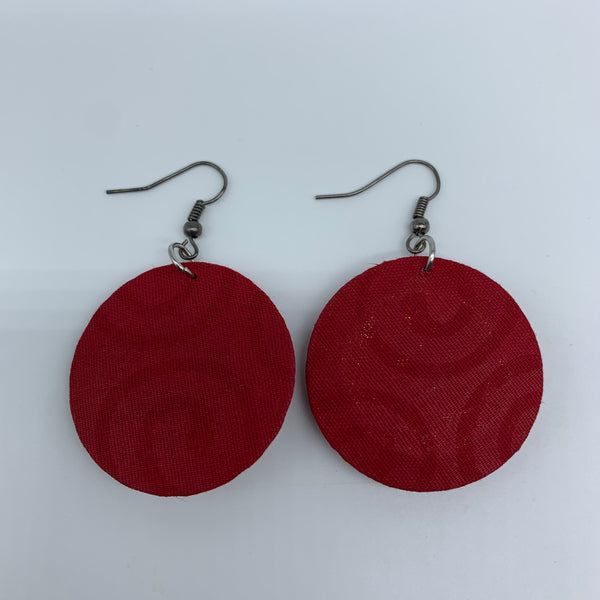 African Print Earrings-Round XS Red Variation 16