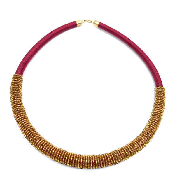 Beaded Thread  Bangle Necklace-Red Variation 2