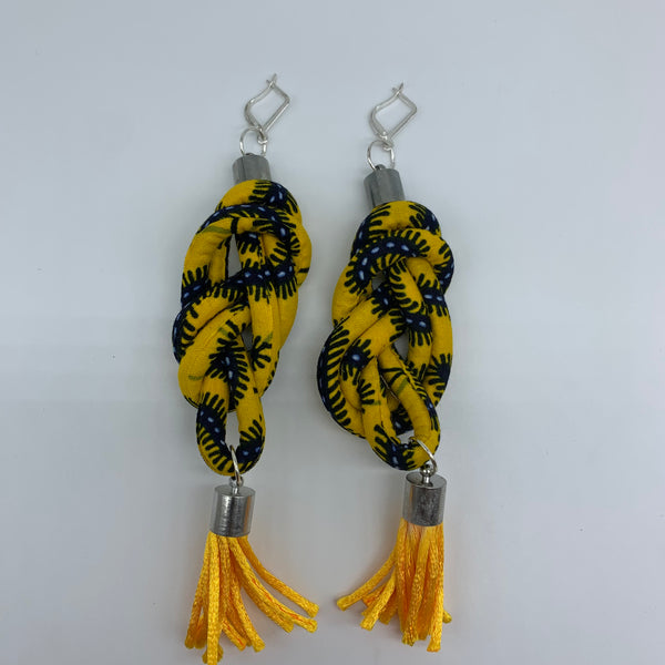 African Print Earrings-Knotted L Yellow Variation 6
