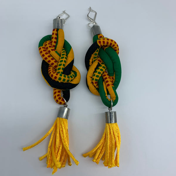 African Print Earrings-Knotted L Yellow Variation 7