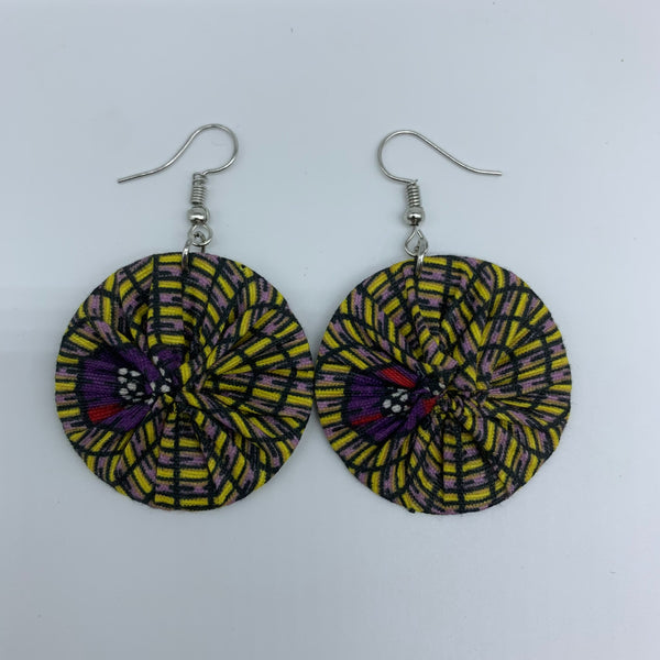 African Print Earrings-Round XS Yellow Variation 16