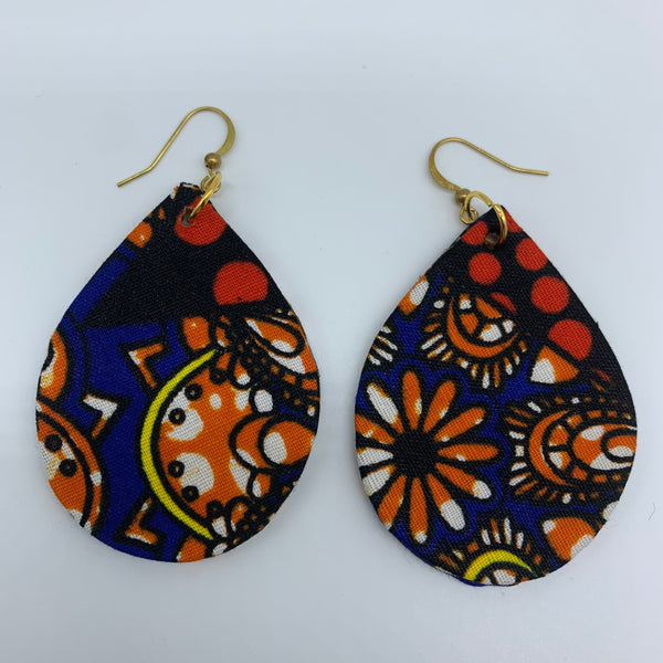 African Print Earrings-Luna Blue Variation