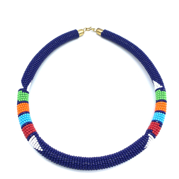 Beaded Bangle Necklace-Blue Variation