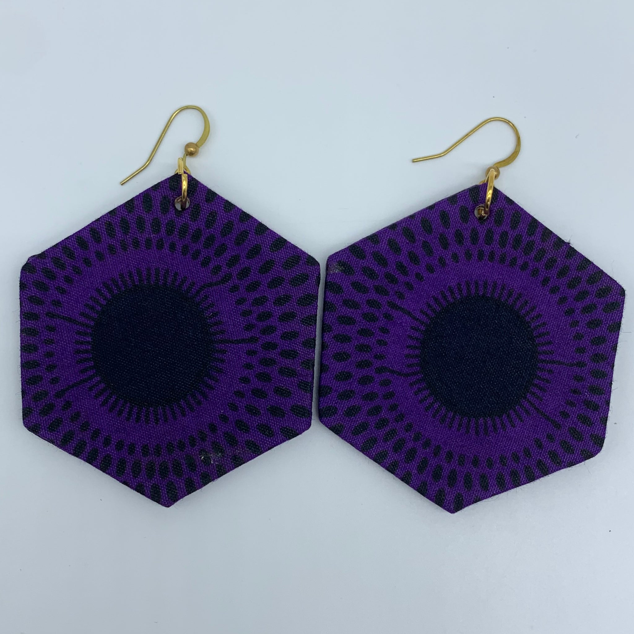 African Print Earrings-Hexa Purple Variation