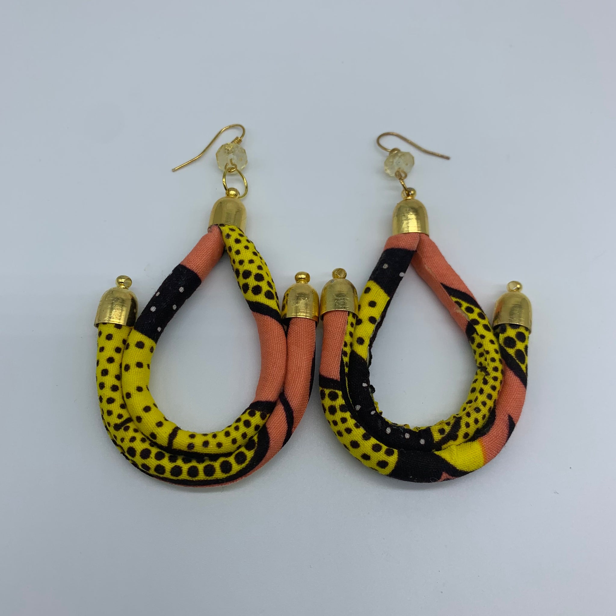 African Print Earrings-Anchor Yellow Variation 2