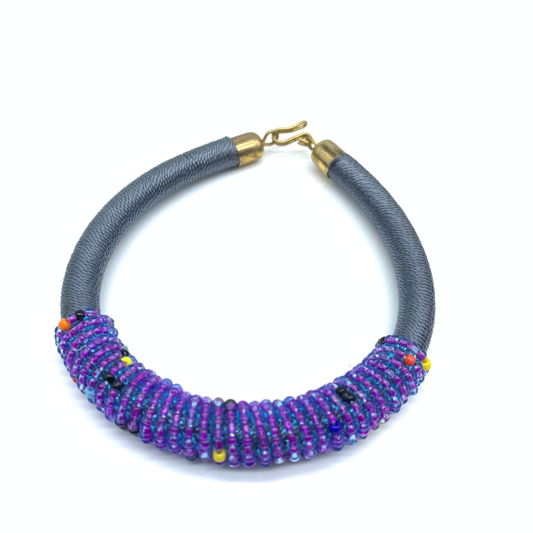 Beaded Thread Bangle-Grey Variation