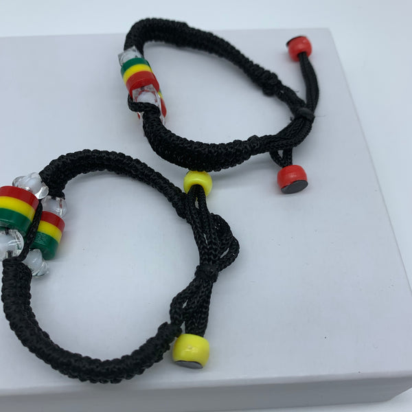 Handwoven Bracelet with Beads-Red Yellow Green Variation - Lillon Boutique