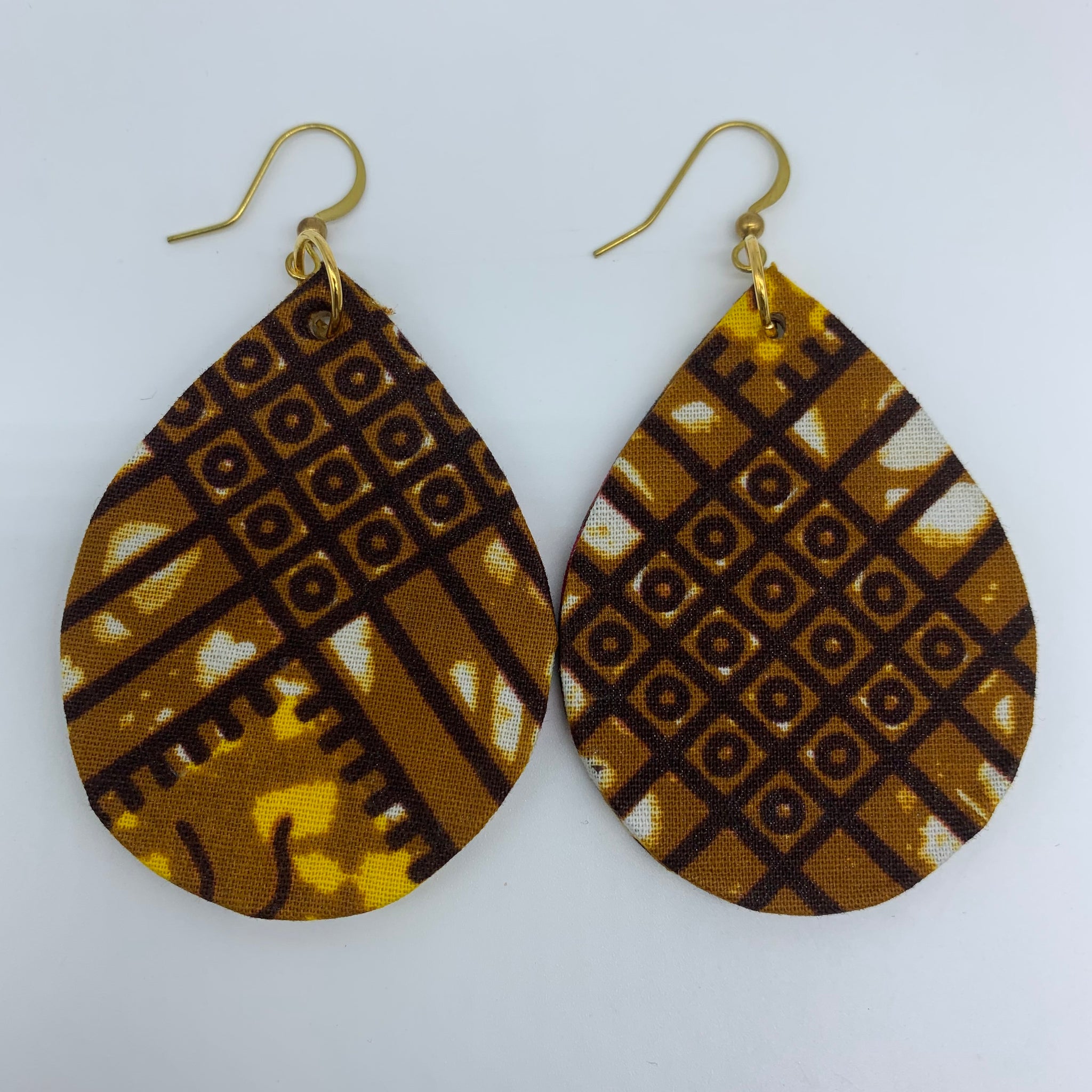 African Print Earrings-Luna Brown Variation