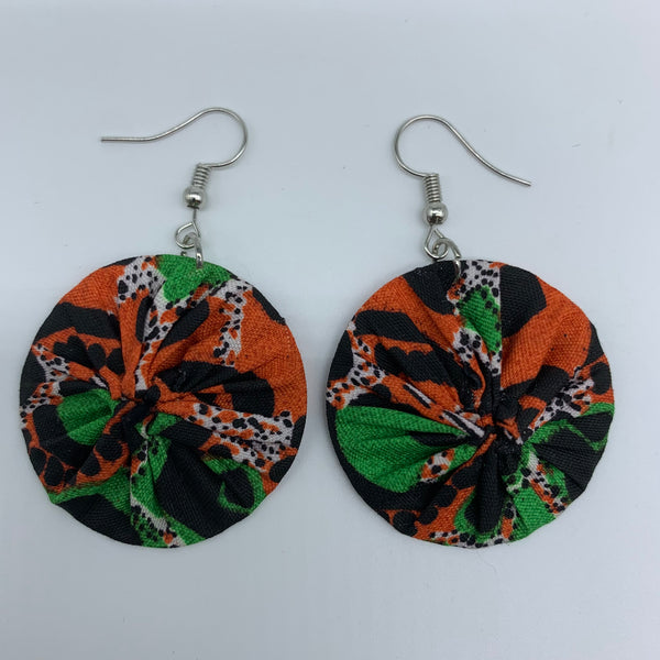 African Print Earrings-Round XS Orange Variation 7