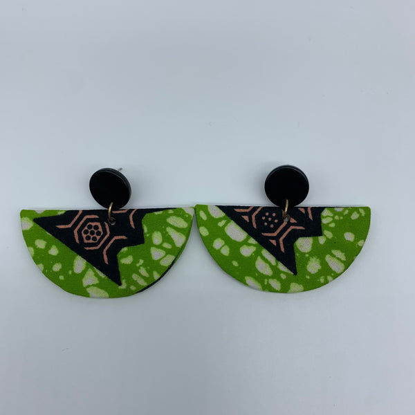 African Print Earrings- Zana Green Variation