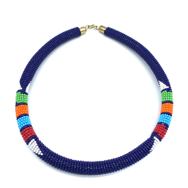 Beaded Bangle Necklace-Blue Variation
