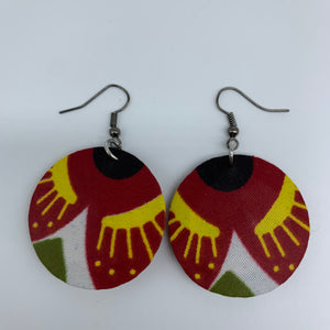 African Print Earrings-Round XS Red Variation 35