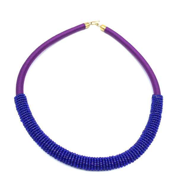 Beaded Thread  Bangle Necklace-Purple Variation