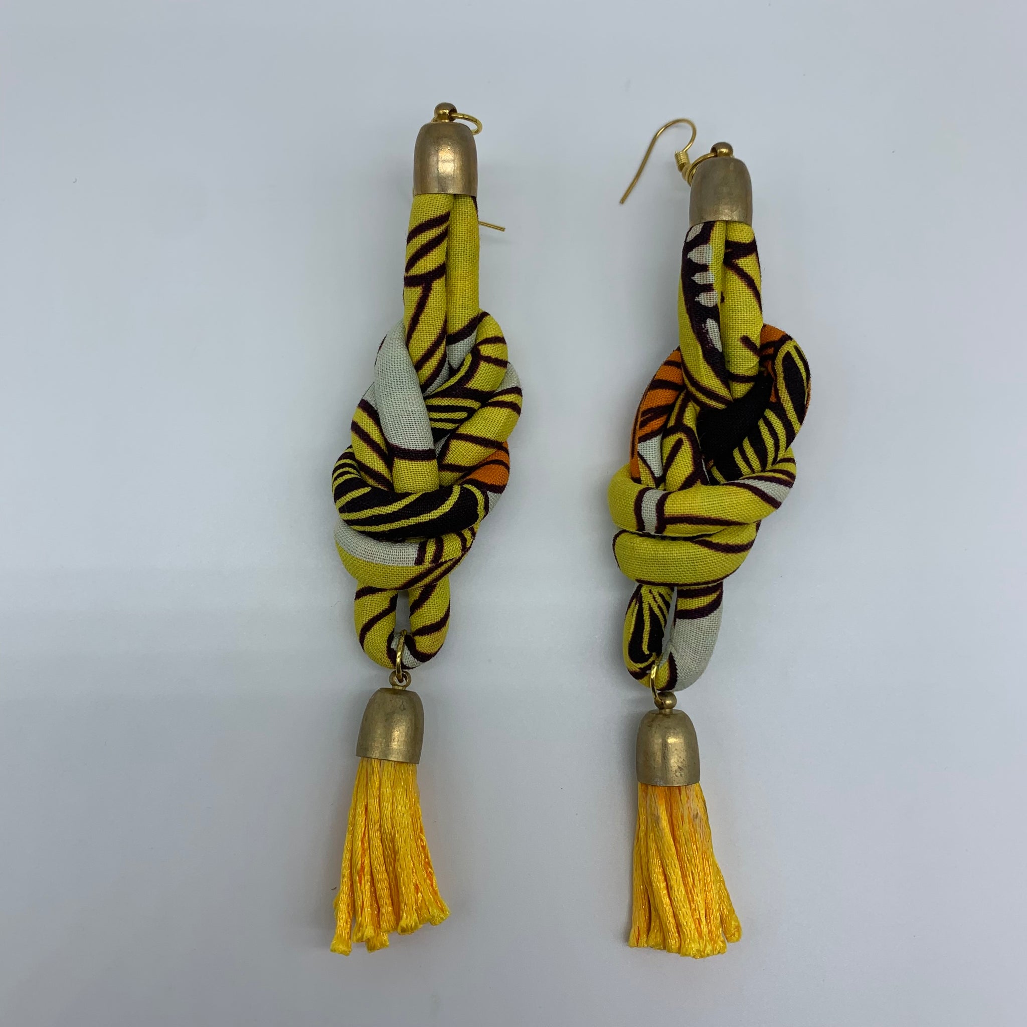 African Print Earrings-Knotted M Yellow Variation