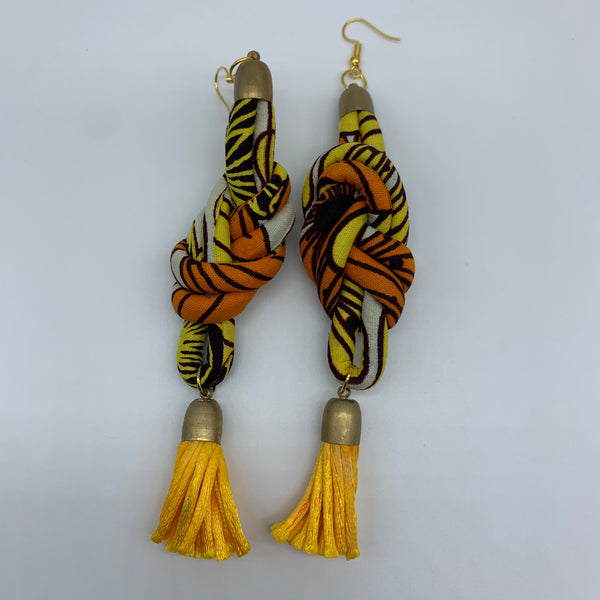 African Print Earrings-Knotted M Orange Variation