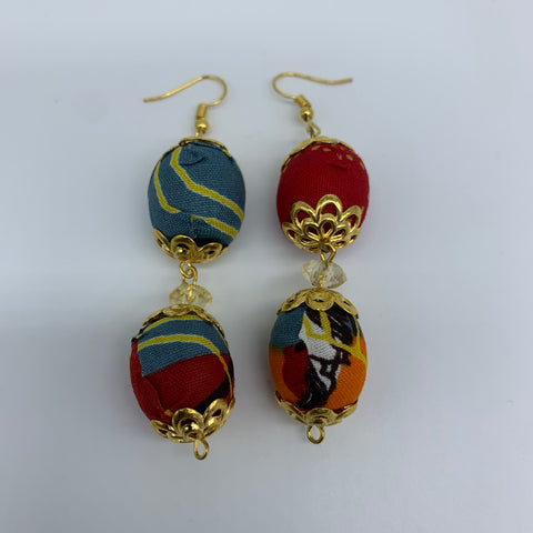 African Print Earrings-Ama Red Variation