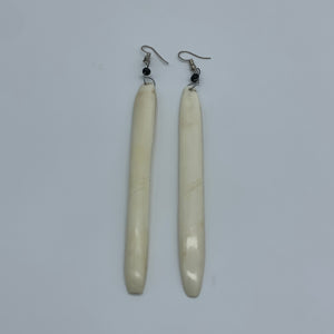 Cow Bone Earrings-Engraved White Stick(L)