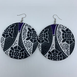 African Print Earrings-Round L Black Variation 8
