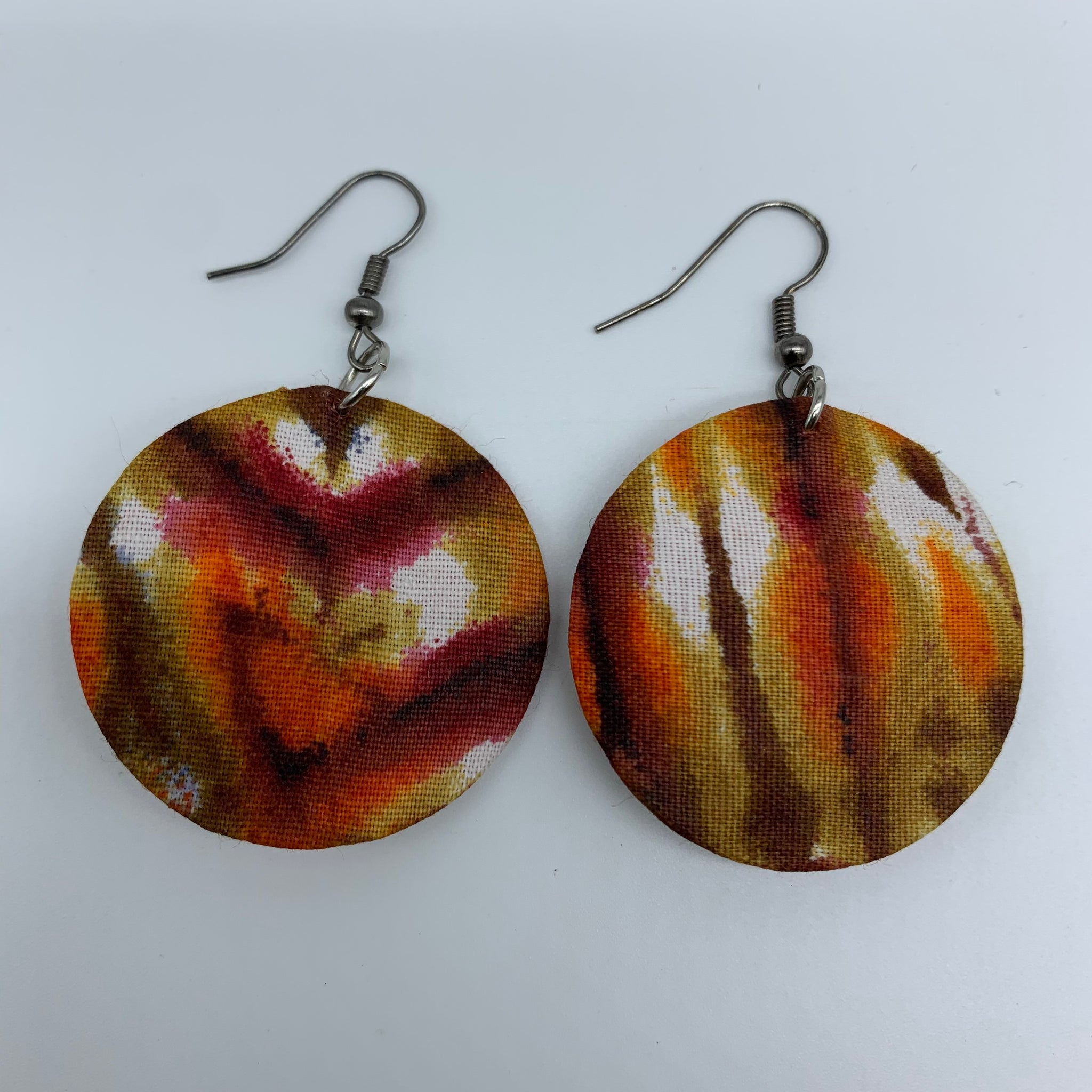 African Print Earrings-Round XS Brown Variation 26