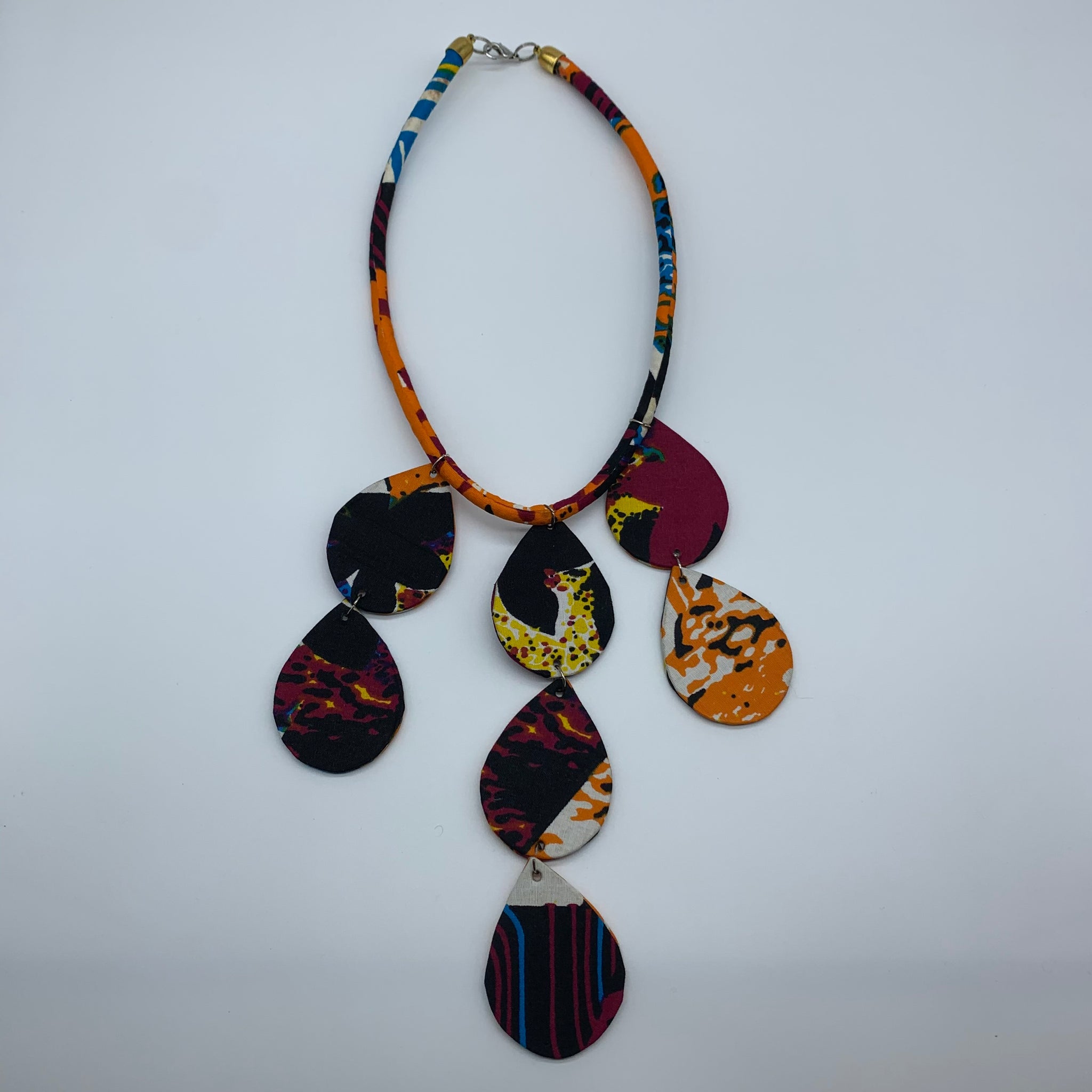 African Print Bangle Necklace -Orange Variation