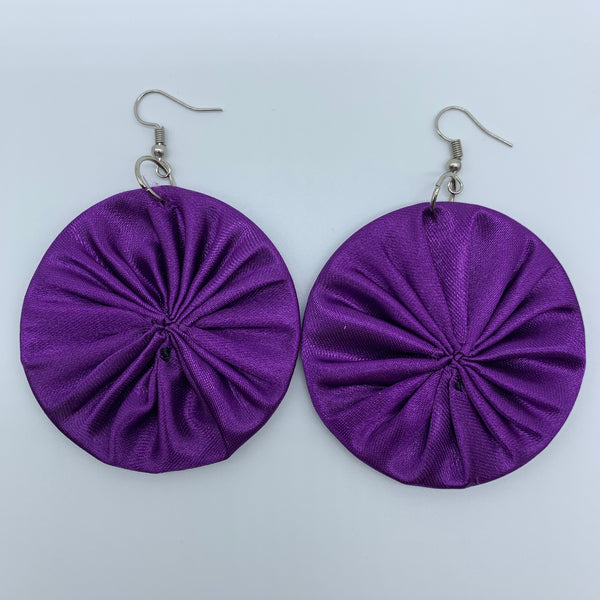 African Print Earrings-Round M Purple Variation