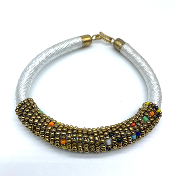 Beaded Thread Bangle-White Variation