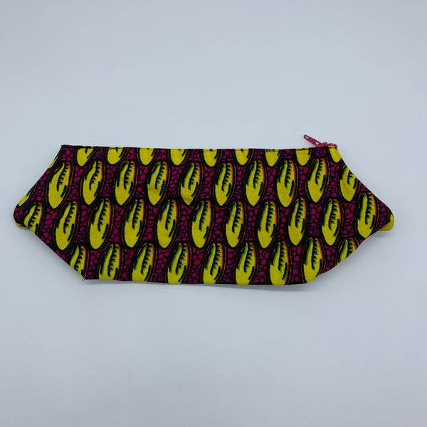 Yellow & Pink African Print Makeup bag/Pencil case - Lillon Boutique