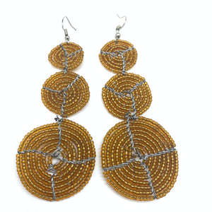 Beaded Earrings 3 Circles -Brown Variation 2