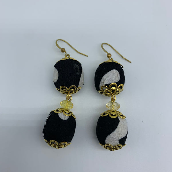 African Print Earrings-Ama Black Variation