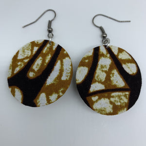 African Print Earrings-Round XS Brown Variation 22