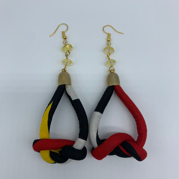 African Print Earrings-Knotted S Black Variation