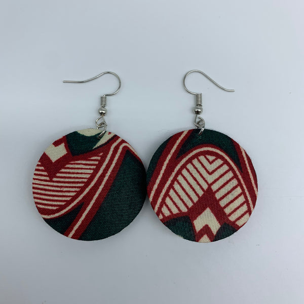 African Print Earrings-Round XS Red Variation 23