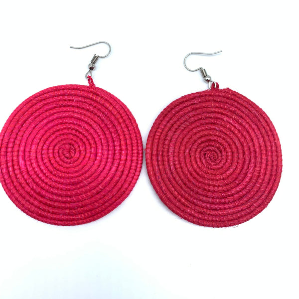 Sisal Earrings-Red 14