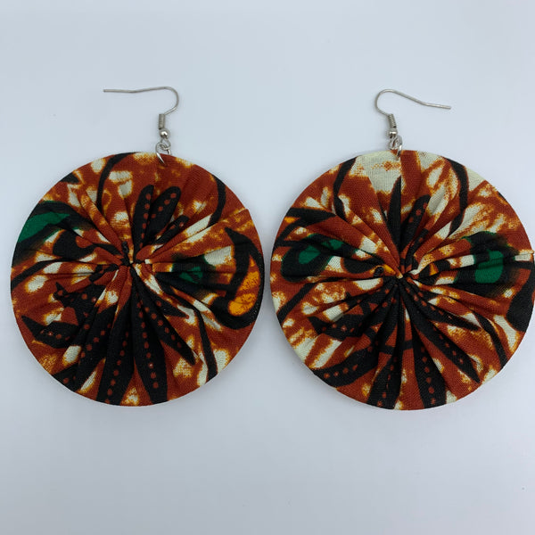 African Print Earrings-Round L Brown Variation 10