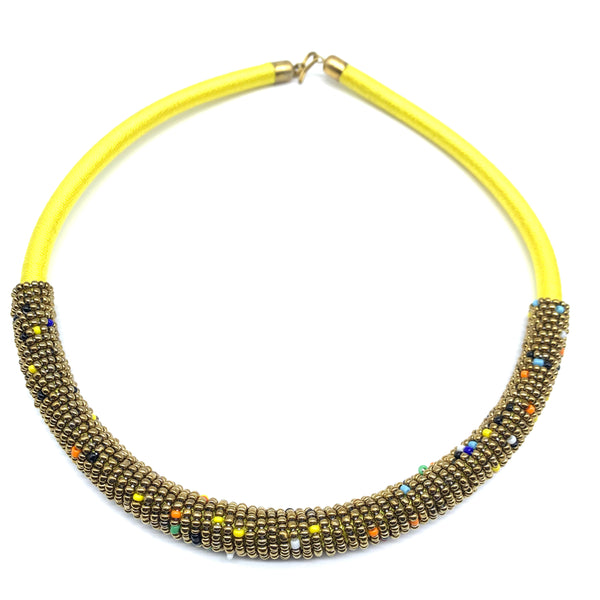 Beaded Thread  Bangle Necklace-Yellow Variation