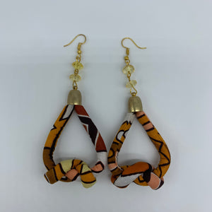 African Print Earrings-Knotted S Brown Variation 2