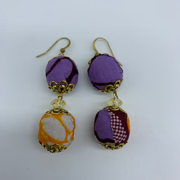 African Print Earrings-Ama Purple Variation