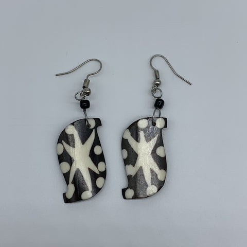 Cow Bone Earrings-Black and White 11 - Lillon Boutique