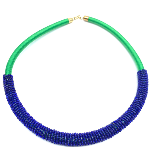 Beaded Thread  Bangle Necklace-Green Variation 2