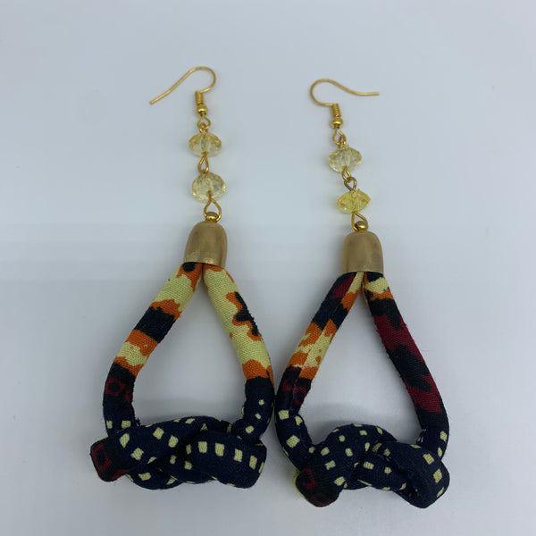 African Print Earrings-Knotted S Black Variation 3