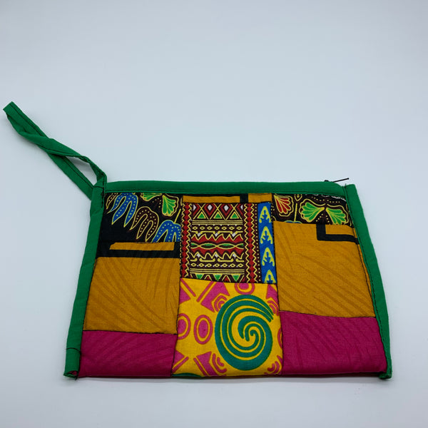 African Print Clutch /W Handle- Zoba Zoba Green Variation - Lillon Boutique