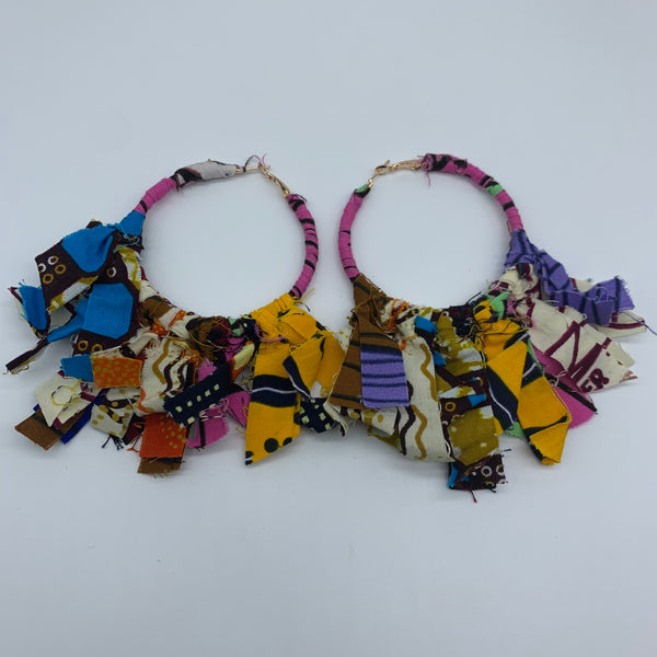 African Print Earrings-Zoba Zoba Hoops Pink Variation
